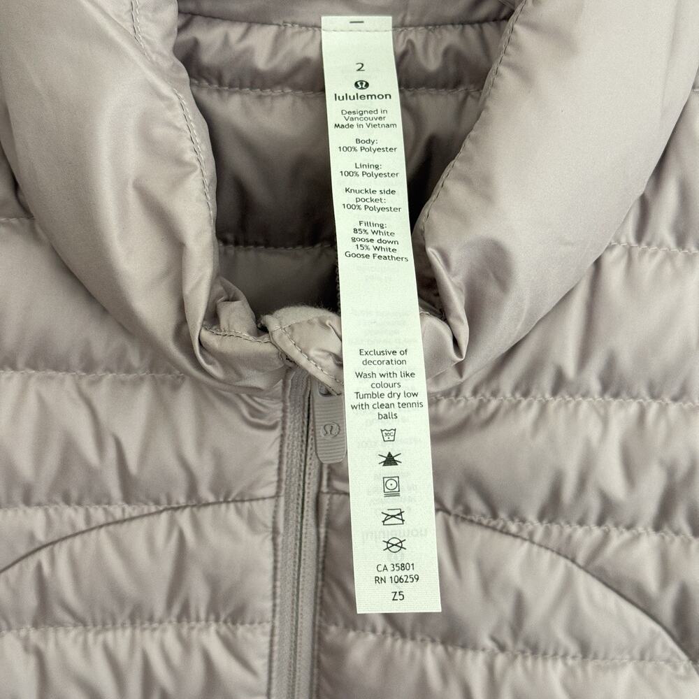 Lululemon Vest Womens Size 2 Puffer Pack It Down Mauve Pink Goose Athleisure - Picture 6 of 16